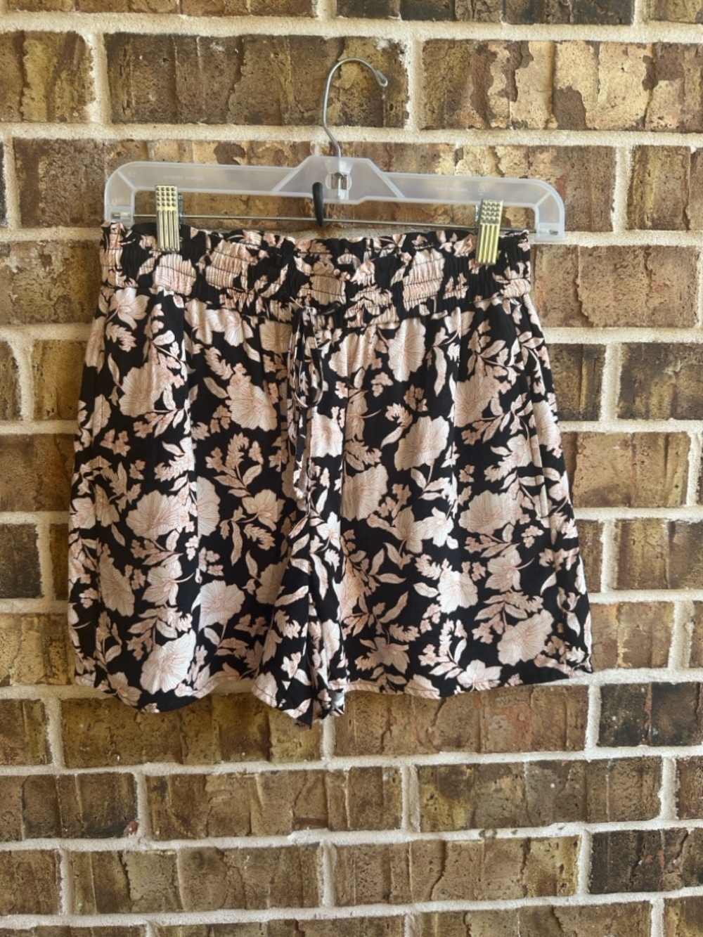Express Black Bermuda Shorts with Blush Floral Print
